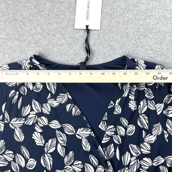 41 Hawthorn Dress Womens Large Navy Kaylee Surplice Neck Faux Wrap Midi Boho - Picture 5 of 16